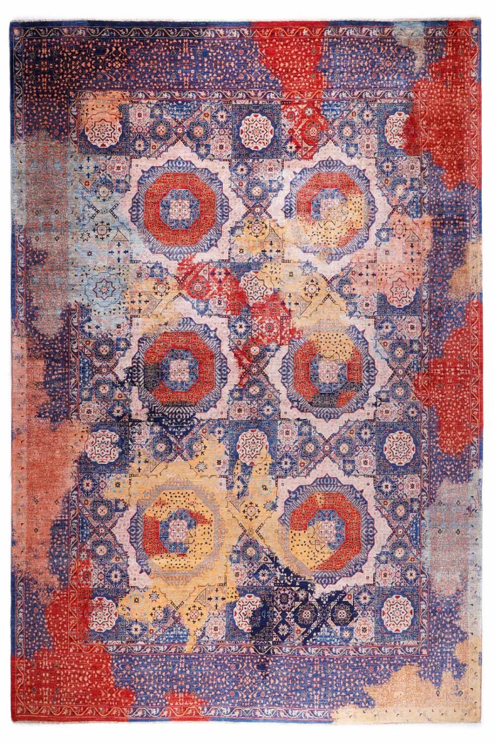 Modern Traditional Rug Geometric Pattern Purple-Red 11.2x8.6 ft - Rugs 1
