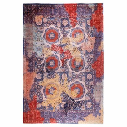 Modern Traditional Rug Geometric Pattern Purple-Red 11.2x8.6 ft - Rugs 1