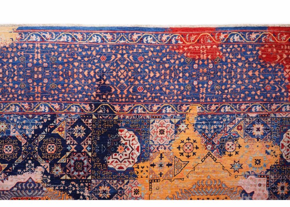 Modern Traditional Rug Geometric Pattern Purple-Red 11.2x8.6 ft - Rugs 1