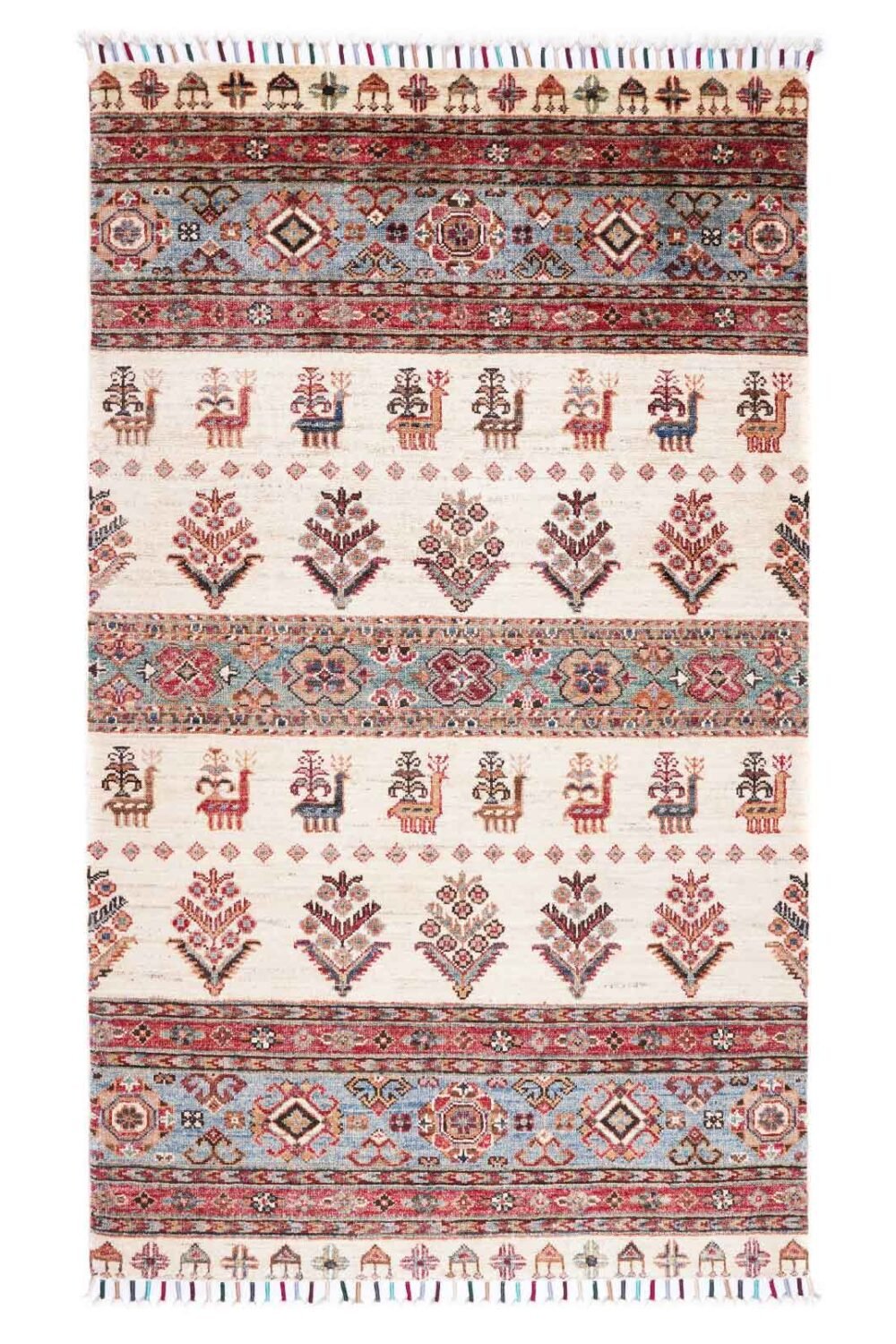New Sultani Hand Knotted Rug 5x2.9 ft Traditional Beige Wool-Cotton - Rugs 1