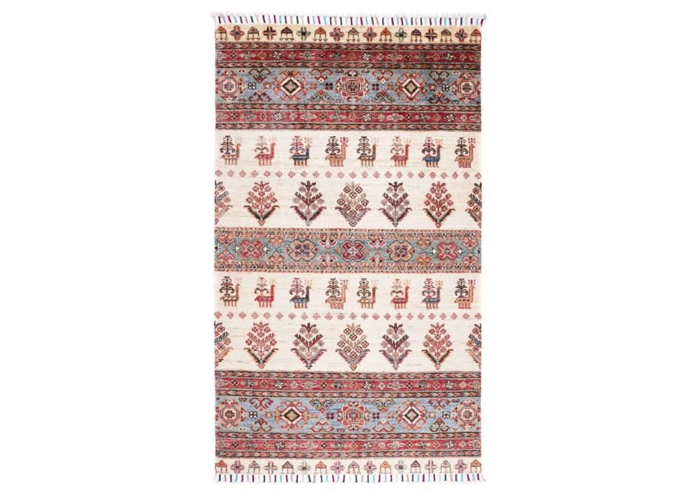 New Sultani Hand Knotted Rug 5x2.9 ft Traditional Beige Wool-Cotton - Rugs 1