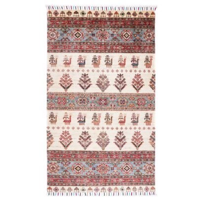 New Sultani Hand Knotted Rug 5x2.9 ft Traditional Beige Wool-Cotton - Rugs 1