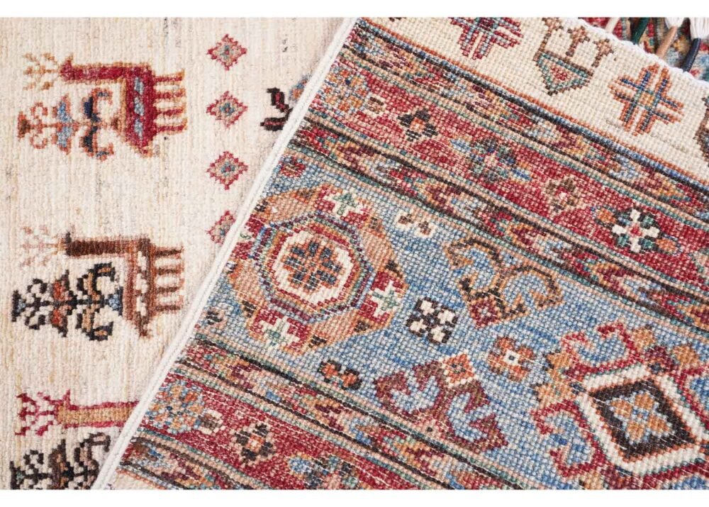 New Sultani Hand Knotted Rug 5x2.9 ft Traditional Beige Wool-Cotton - Rugs 1