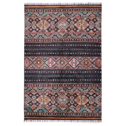 Premium Black Area Rug Sultani Traditional Stripped Pattern 6x4 ft - Rugs 1