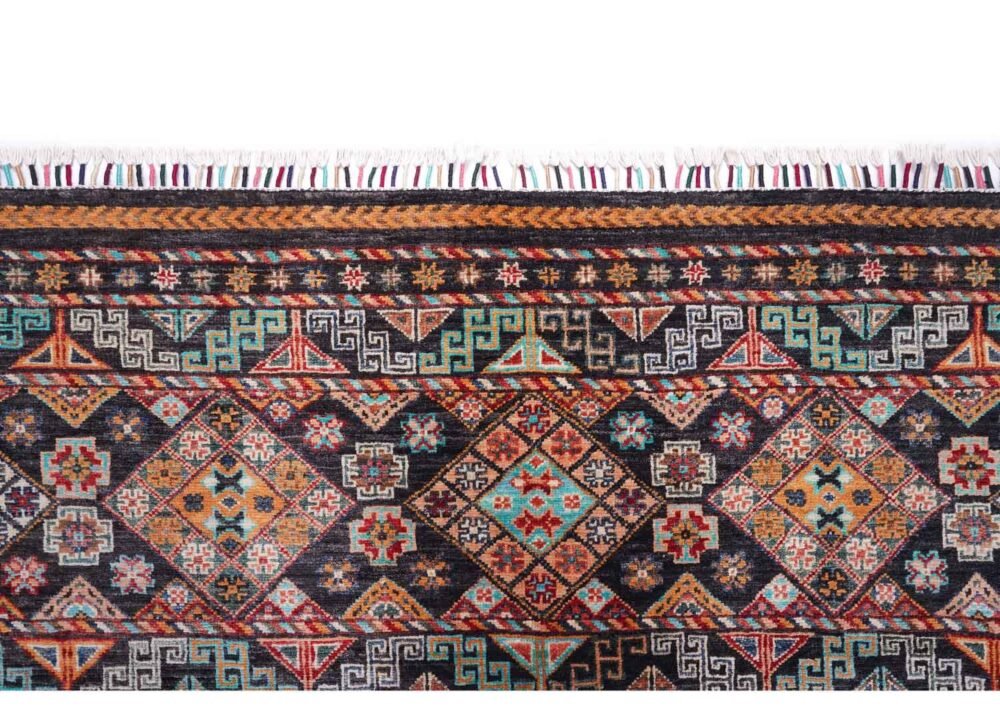 Premium Black Area Rug Sultani Traditional Stripped Pattern 6x4 ft - Rugs 1
