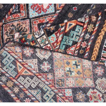 Premium Black Area Rug Sultani Traditional Stripped Pattern 6x4 ft - Rugs 1