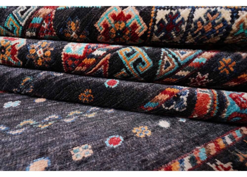 Premium Black Area Rug Sultani Traditional Stripped Pattern 6x4 ft - Rugs 1