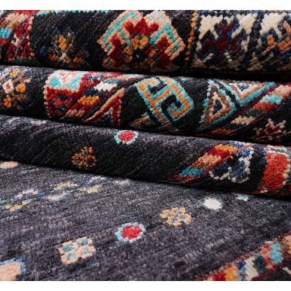 Premium Black Area Rug Sultani Traditional Stripped Pattern 6x4 ft - Rugs 1