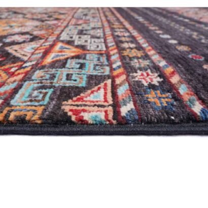 Premium Black Area Rug Sultani Traditional Stripped Pattern 6x4 ft - Rugs 1