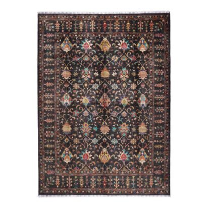Premium Sultani Black Oriental Rug 9x8 ft Hand-knotted Traditional- Rugs 1