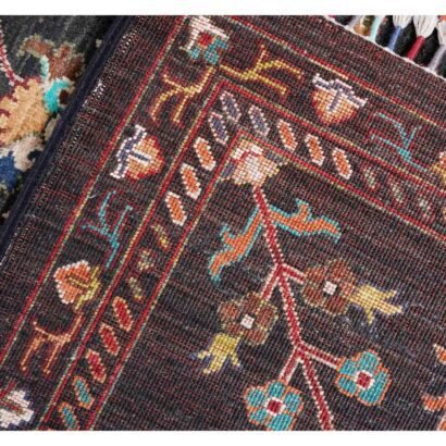 Premium Sultani Black Oriental Rug 9x8 ft Hand-knotted Traditional- Rugs 1
