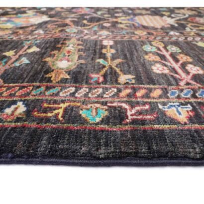 Premium Sultani Black Oriental Rug 9x8 ft Hand-knotted Traditional- Rugs 1