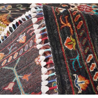 Premium Sultani Black Oriental Rug 9x8 ft Hand-knotted Traditional- Rugs 1