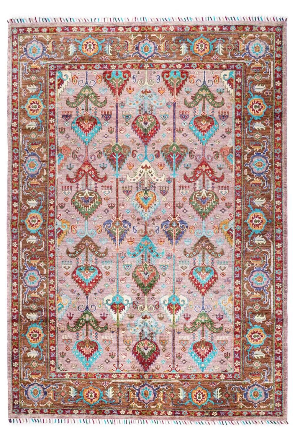 Sultani Brown Pink Area Rug Traditional Oriental Pattern 8x5.8 ft - Rugs 1