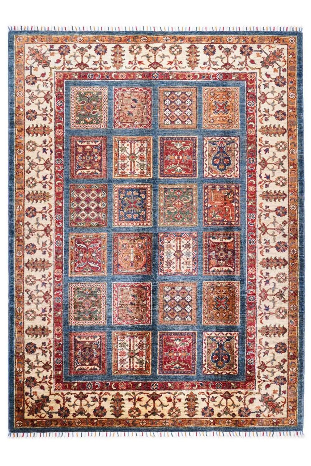 Sultani Checkered Wool Rug Hand-Knotted Traditional 7x5 ft - Rugs 1