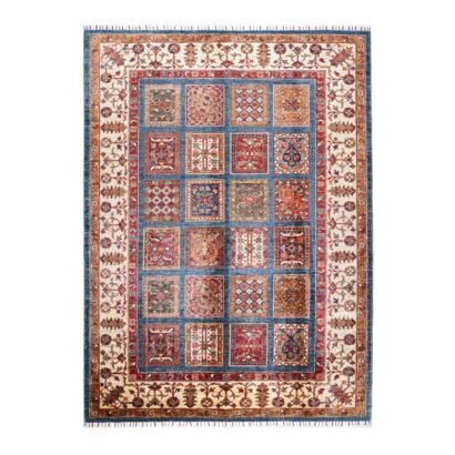 Sultani Checkered Wool Rug Hand-Knotted Traditional 7x5 ft - Rugs 1