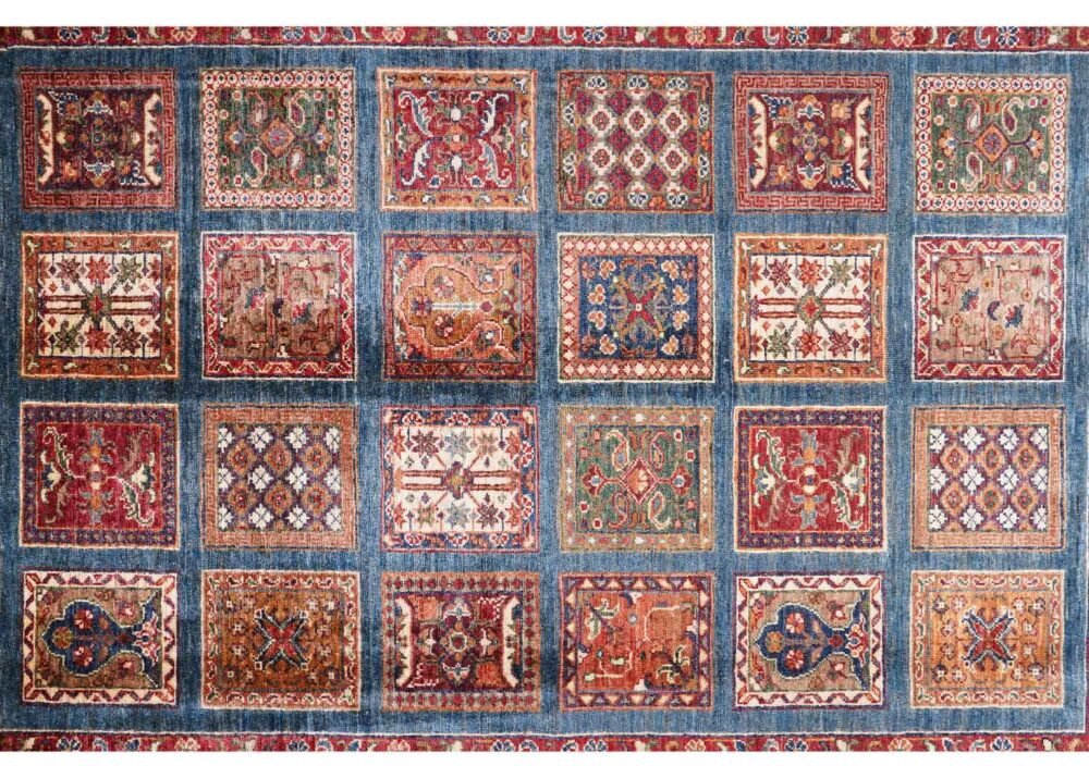 Sultani Checkered Wool Rug Hand-Knotted Traditional 7x5 ft - Rugs 1