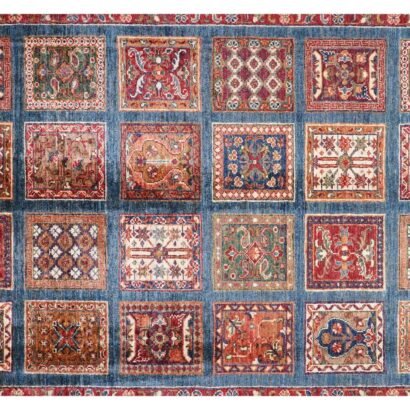 Sultani Checkered Wool Rug Hand-Knotted Traditional 7x5 ft - Rugs 1