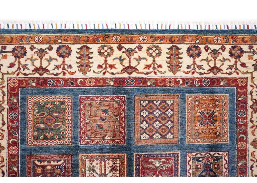 Sultani Checkered Wool Rug Hand-Knotted Traditional 7x5 ft - Rugs 1