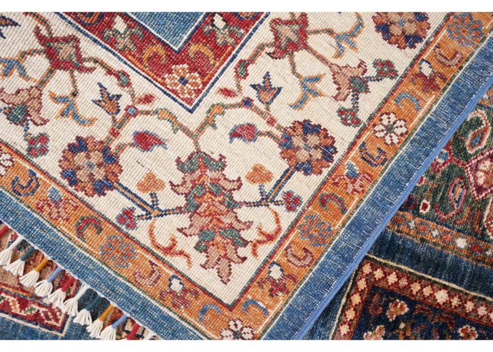 Sultani Checkered Wool Rug Hand-Knotted Traditional 7x5 ft - Rugs 1
