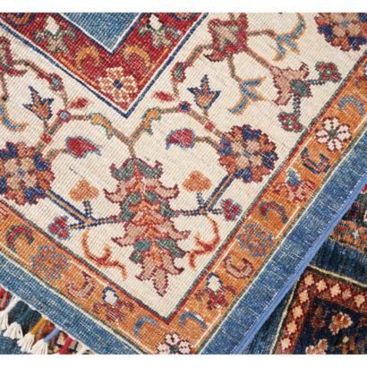 Sultani Checkered Wool Rug Hand-Knotted Traditional 7x5 ft - Rugs 1