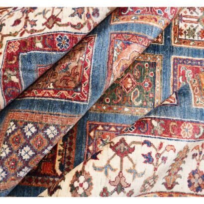 Sultani Checkered Wool Rug Hand-Knotted Traditional 7x5 ft - Rugs 1
