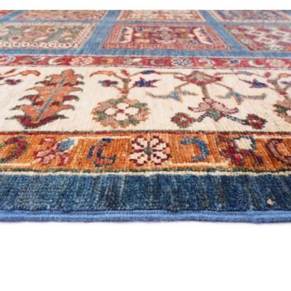Sultani Checkered Wool Rug Hand-Knotted Traditional 7x5 ft - Rugs 1