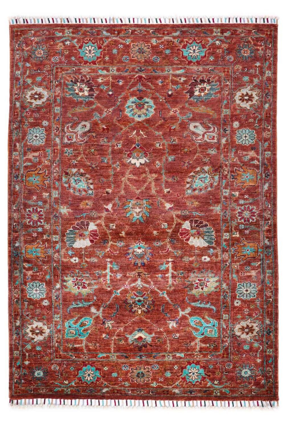 Sultani Floral Pattern Brown Area Rug 5.8x4.1 ft Hand-Knotted Traditional - Rugs 1