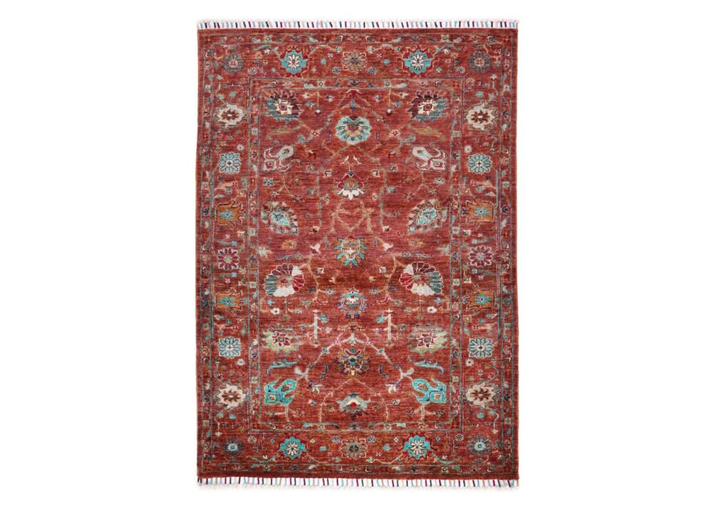 Sultani Floral Pattern Brown Area Rug 5.8x4.1 ft Hand-Knotted Traditional - Rugs 1
