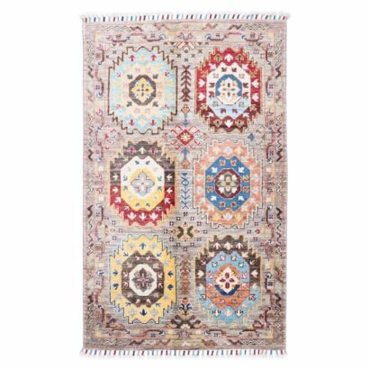 Sultani Traditional Hand Knotted Rug - Beige-Blue 4.3x2.6 ft Area - Rugs 1