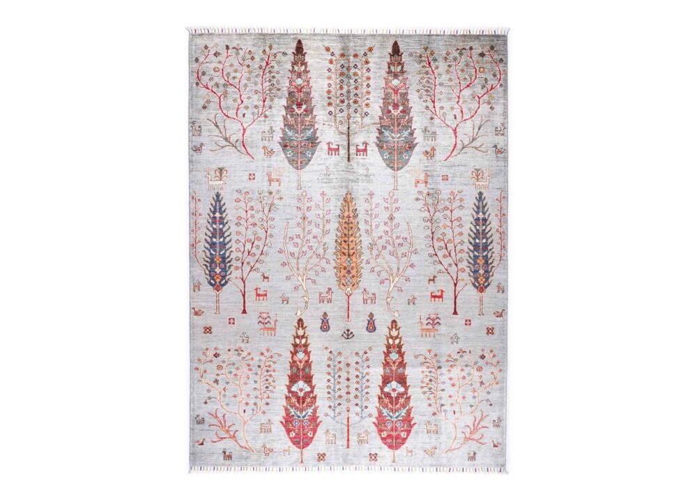 Sultani Traditional Plant-Tree Pattern Grey Outdoor Rug 7.8x5.7 ft - Rugs 1