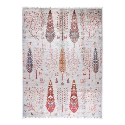 Sultani Traditional Plant-Tree Pattern Grey Outdoor Rug 7.8x5.7 ft - Rugs 1