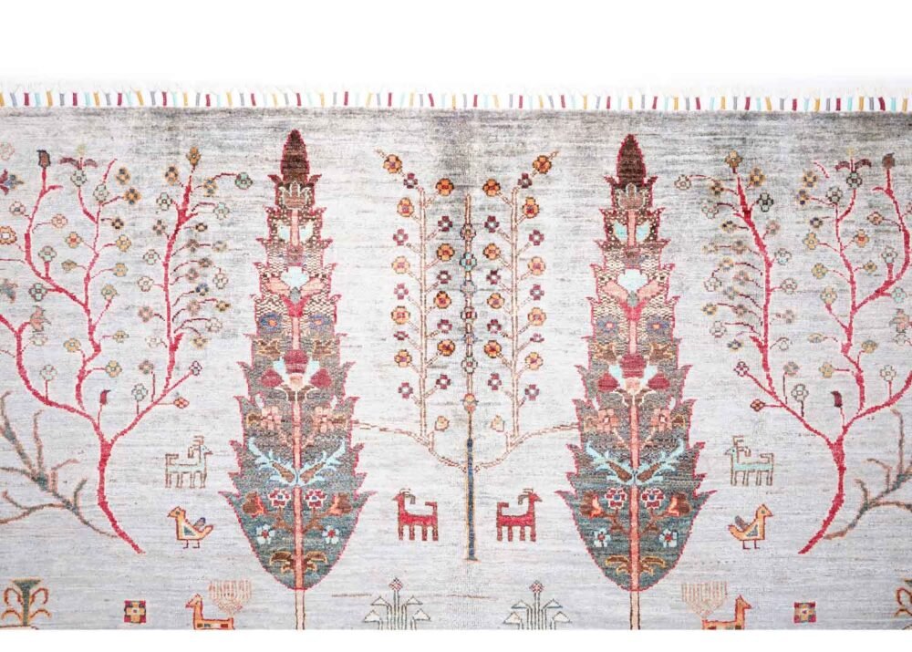Sultani Traditional Plant-Tree Pattern Grey Outdoor Rug 7.8x5.7 ft - Rugs 1