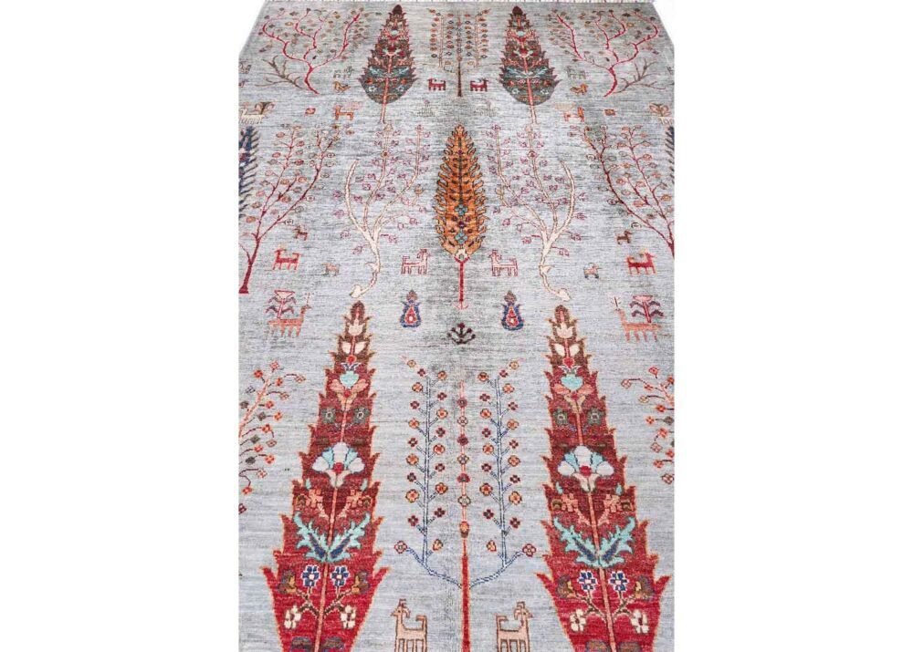 Sultani Traditional Plant-Tree Pattern Grey Outdoor Rug 7.8x5.7 ft - Rugs 1