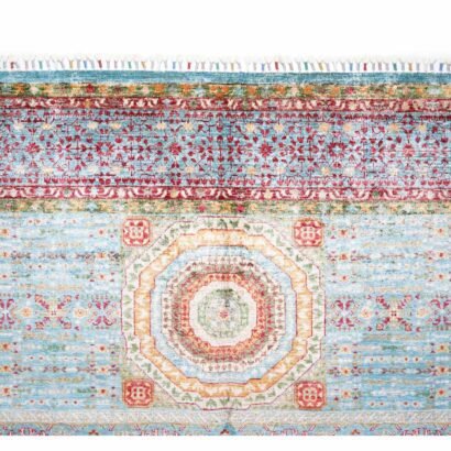 Traditional Memluk Floor Rugs 11x7.9 ft Purple-Blue Geometric Pattern - Rugs 1