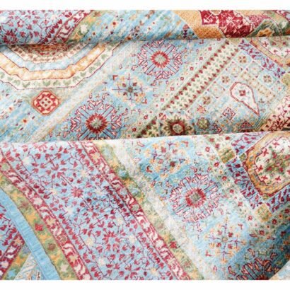 Traditional Memluk Floor Rugs 11x7.9 ft Purple-Blue Geometric Pattern - Rugs 1