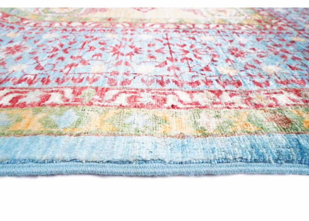 Traditional Memluk Floor Rugs 11x7.9 ft Purple-Blue Geometric Pattern - Rugs 1