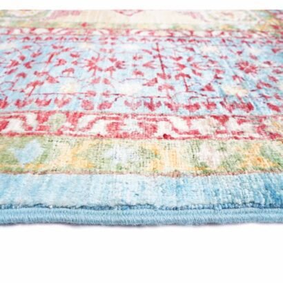 Traditional Memluk Floor Rugs 11x7.9 ft Purple-Blue Geometric Pattern - Rugs 1