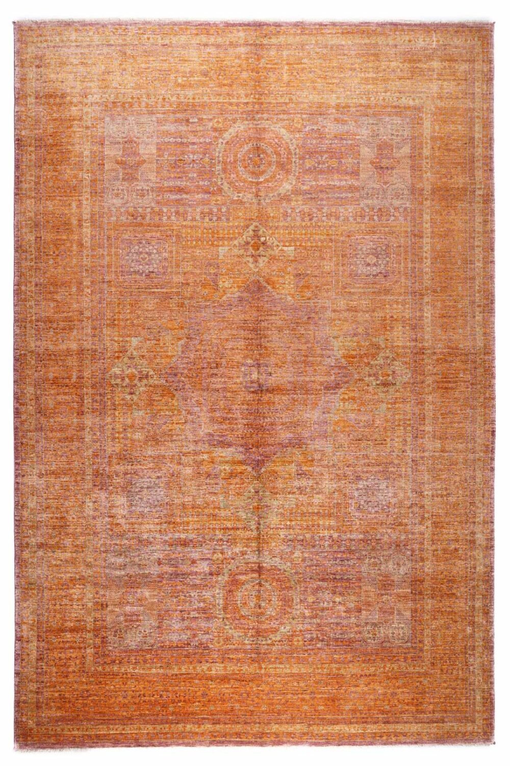 Traditional Orange Area Rug Geometric Pattern 9.8x6.8 ft Memluk - Rugs 1