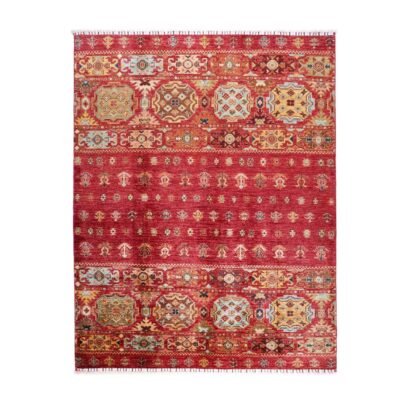 Traditional Oriental Red Rug 6.7x5.2 ft Hand-Knotted Horgin - Rugs 1