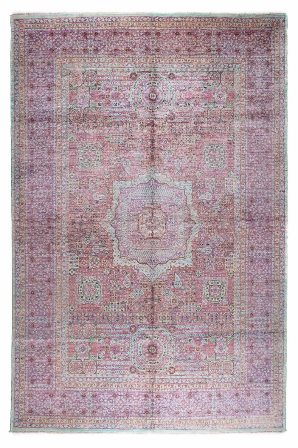 Traditional Style Purple and Pink Rug Hand-Knotted 9.9x7 ft Memluk - Rugs 1