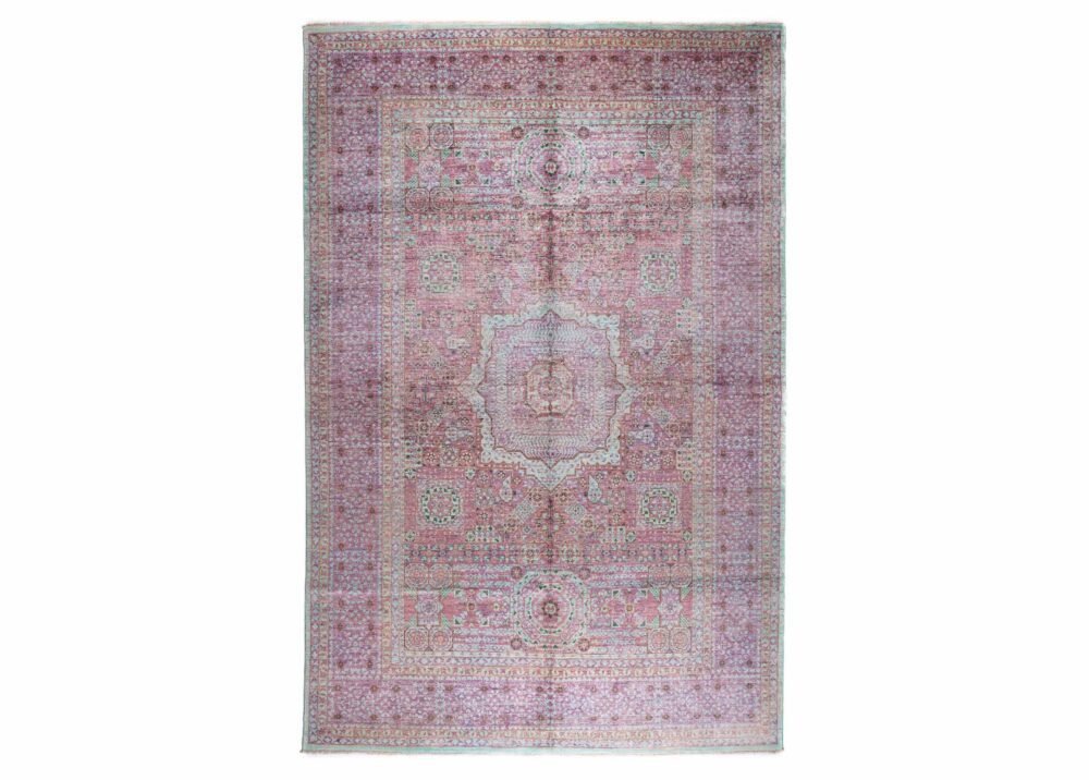 Traditional Style Purple and Pink Rug Hand-Knotted 9.9x7 ft Memluk - Rugs 1
