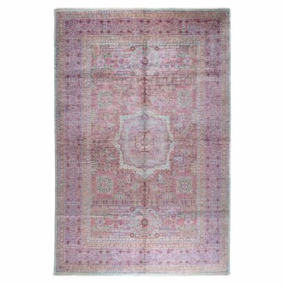 Traditional Style Purple and Pink Rug Hand-Knotted 9.9x7 ft Memluk - Rugs 1