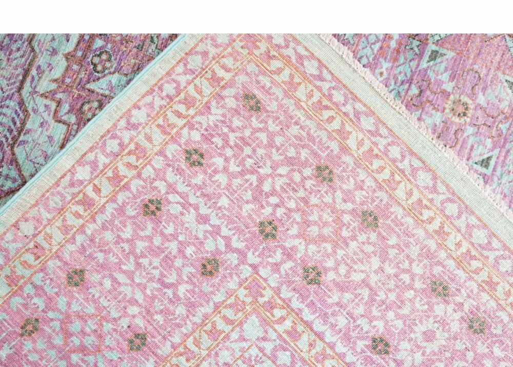 Traditional Style Purple and Pink Rug Hand-Knotted 9.9x7 ft Memluk - Rugs 1