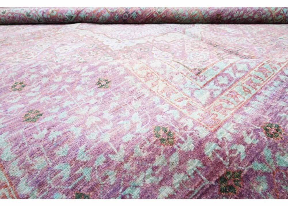 Traditional Style Purple and Pink Rug Hand-Knotted 9.9x7 ft Memluk - Rugs 1