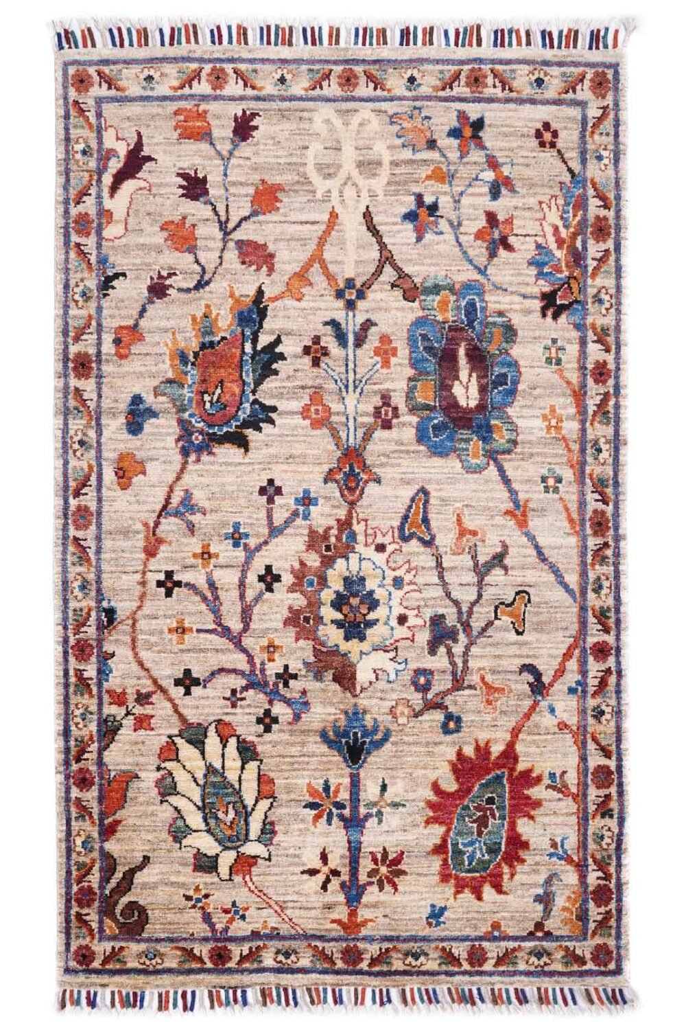 Traditional Sultani Handknotted Wool Rugs 4.4x2.7 ft Floral Pattern - Rugs 1