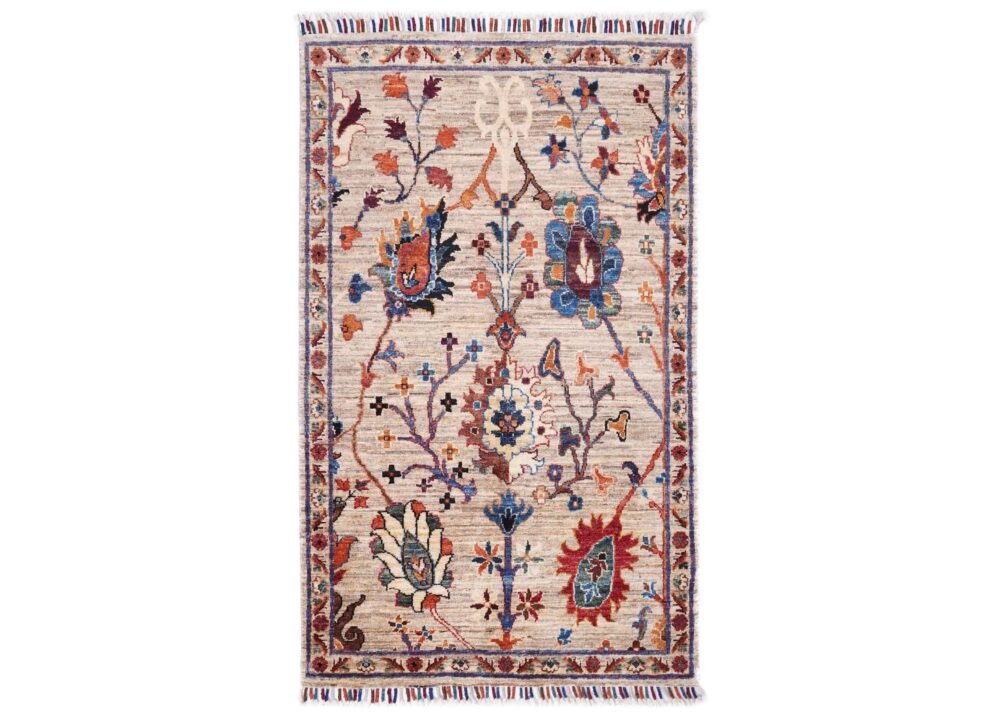 Traditional Sultani Handknotted Wool Rugs 4.4x2.7 ft Floral Pattern - Rugs 1