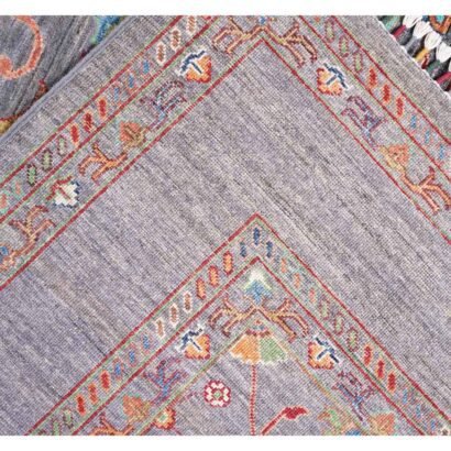 Traditional Sultani Oriental Pattern Large Grey Rug Hand-Knotted 8x5 ft - Rugs 1