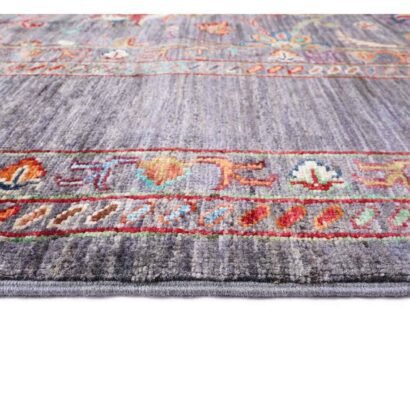 Traditional Sultani Oriental Pattern Large Grey Rug Hand-Knotted 8x5 ft - Rugs 1