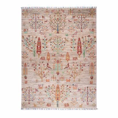 Traditional Tropical Rug Hand-Knotted Wool-Cotton 6.7x5 ft Sultani - Rugs 1
